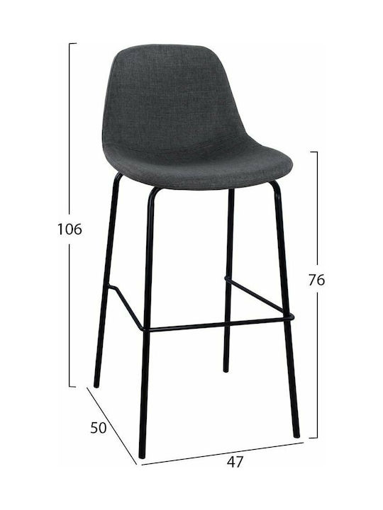 Stool Bar with Backrest Upholstered with Fabric Vincent Grey 4pcs 47x50x106cm