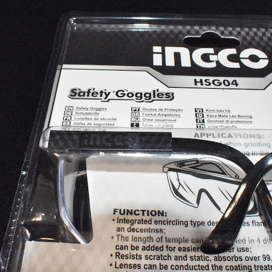 Ingco Safety Glasses for Protection with Transparent Lenses 1pcs