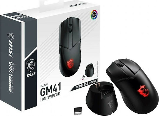 MSI Clutch GM41 Lightweight Wireless Ασύρματο RGB Gaming Ποντίκι 6400 DPI Μαύρο