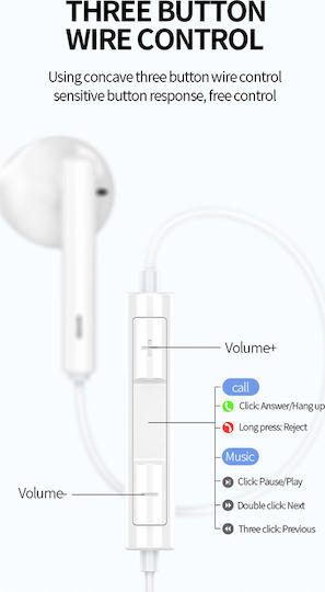 Celebrat G16 Earbuds Handsfree with USB-C Connector White