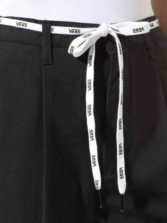 Women's High-waisted Fabric Cargo Trousers Wide Line Black