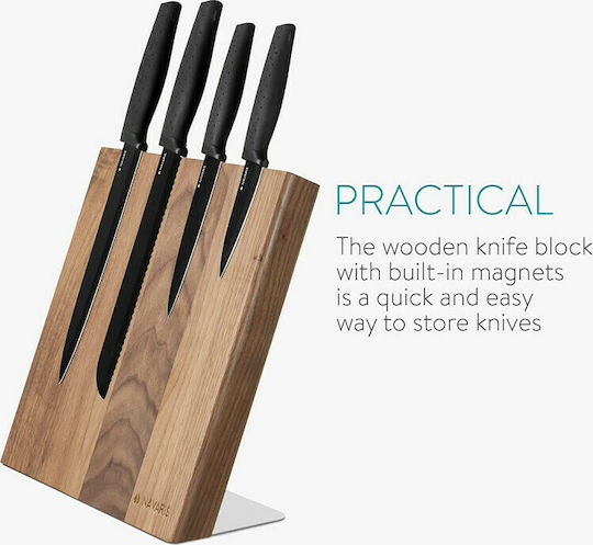 Navaris Magnetic Knives Stand Wooden