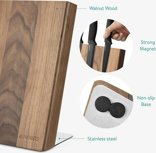 Navaris Magnetic Knives Stand Wooden