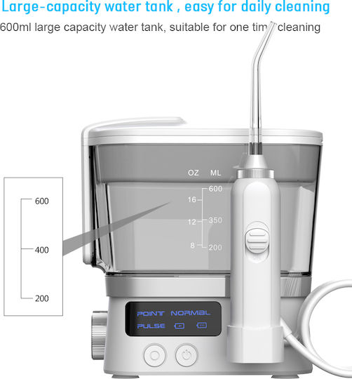 Bodyland Irigator Bucal 600 ml Reîncărcabil și Impermeabil cu Husă de Călătorie Alb YX-880