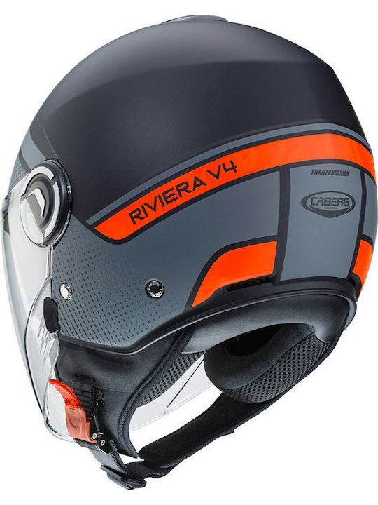 Caberg Riviera V4 Elite 70 Black Matt/Antracite/Orange Motorcycle Helmet Jet CAB000KRA520