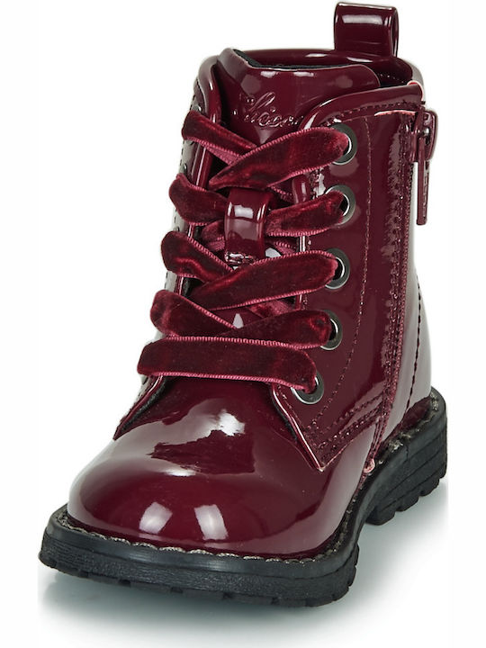 Colles Leather Kids Boots with Laces Burgundy