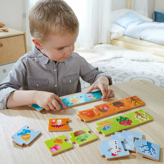 Lemnos Puzzle pentru Copii Matching Game Seasons 20buc Haba