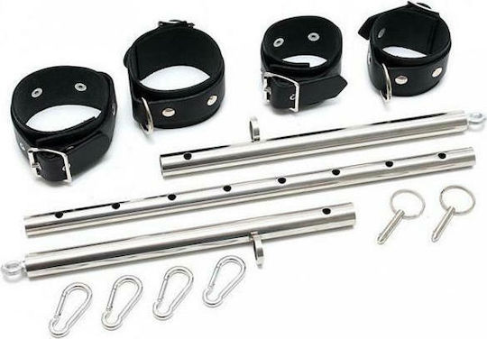 Rimba 4 Cuffs with Adjustable Spreadbar Fixierungsstange in Schwarz Farbe 4Stück
