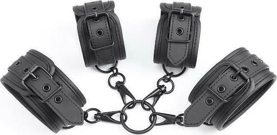 IntoYou Wrist & Ankle Cuffs Set Vegan Leather Σετ για Δέσιμο Άκρων σε Μαύρο Χρώμα