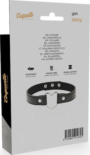 Coquette Hand Crafted Choker Heart Κολάρο σε Μαύρο Χρώμα