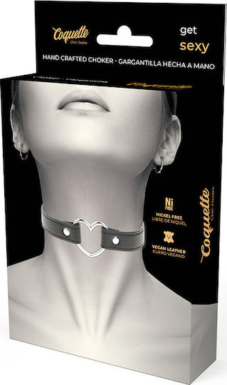 Coquette Hand Crafted Choker Heart Κολάρο σε Μαύρο Χρώμα