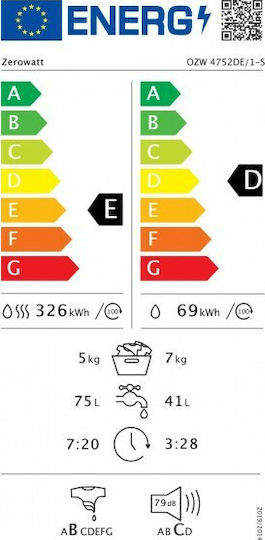 Zerowatt OZW 4752DE/1-S Πλυντήριο-Στεγνωτήριο Ρούχων 7kg/5kg 1400 Στροφές