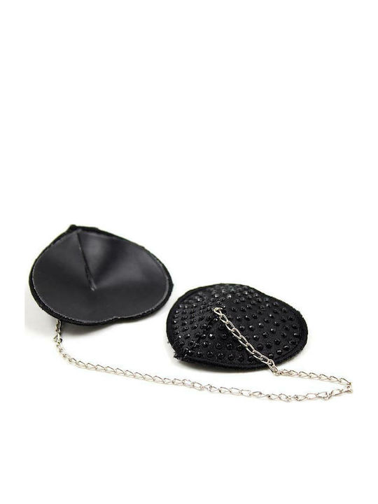 Fetish Addict Nipple Covers with Metal Chain Capace de sfârcuri Negre