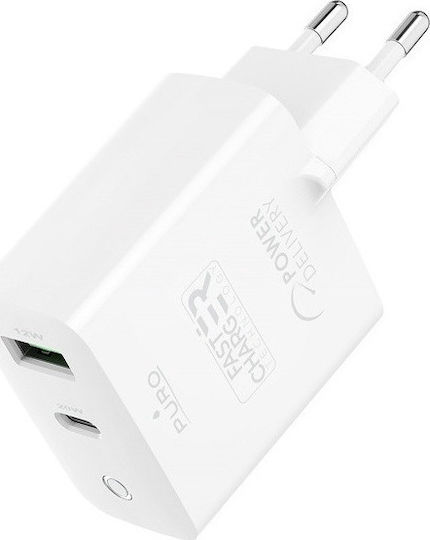 Puro Ladegerät ohne Kabel mit USB-A Anschluss 32W Stromlieferung Weißs (FCMTCUSBAC32WPDWHI)