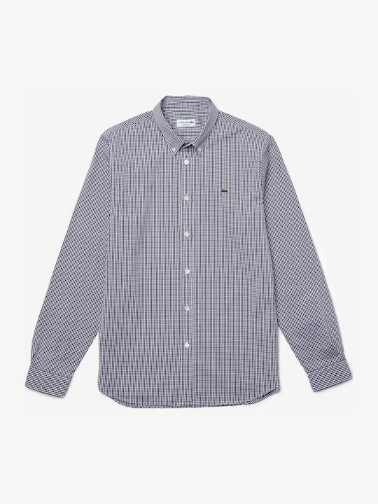 Long-sleeved Cotton Shirt Checked Blue