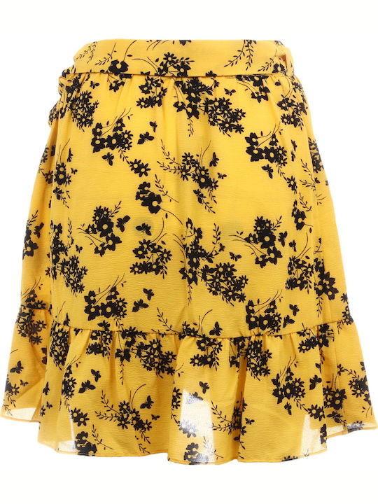 Michael Kors Botanical High Waist Mini Envelope Skirt Floral in Yellow color