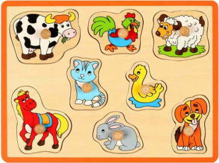 Wooden Kids Puzzle Animals 8pcs (Various Designs) 1pc Joueco