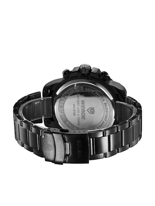 Weide Men's Watch 50mm Battery with Black Metal Bracelet