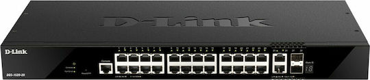 D-Link DGS-1520-28MP Verwaltet L3 PoE+ Switch mit 20 Ports Gigabit (1Gbps) Ethernet und 2 SFP Ports