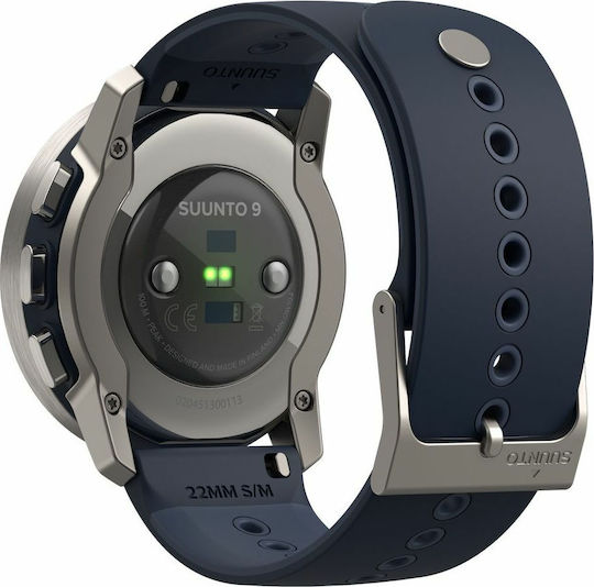 Suunto 9 Peak Titanium 43mm Αδιάβροχο Smartwatch με Παλμογράφο (Granite Blue Titanium)