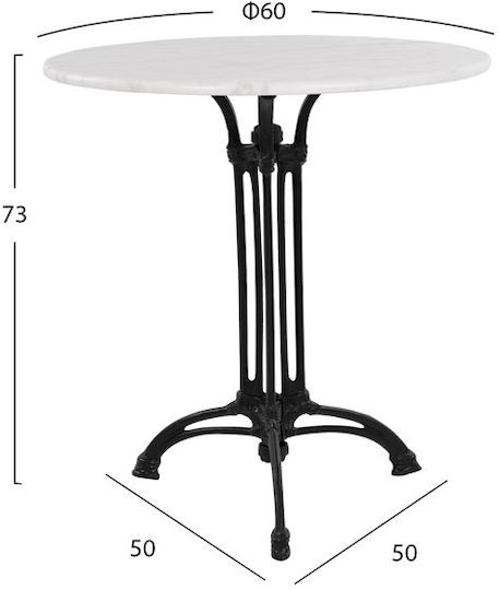 Masa pentru spații exterioare mici Marmură cu schelet din fontă Brielle Alb 60x60x74buc