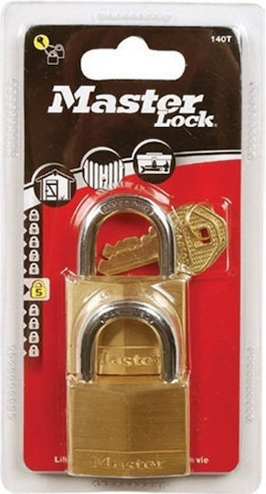 Master Lock 130EURT Steel Padlock Brass with Key 30mm 2pcs