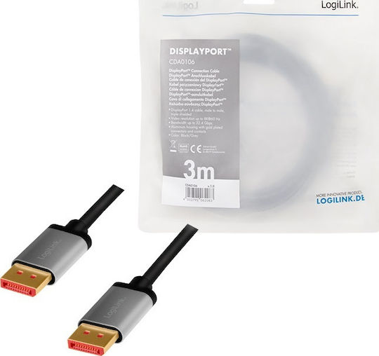 LogiLink Cable DisplayPort male - DisplayPort male 3m Black (CDA0106)