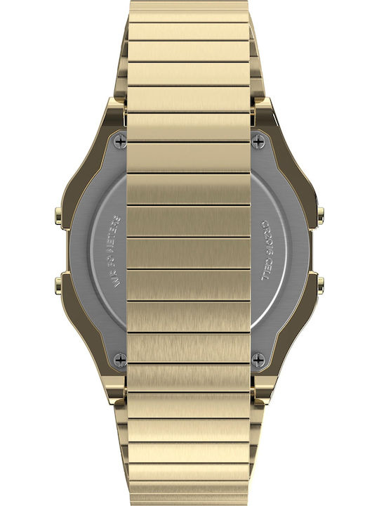 Timex T80 Digital Men's Watch 34mm Battery with Gold Metal Bracelet