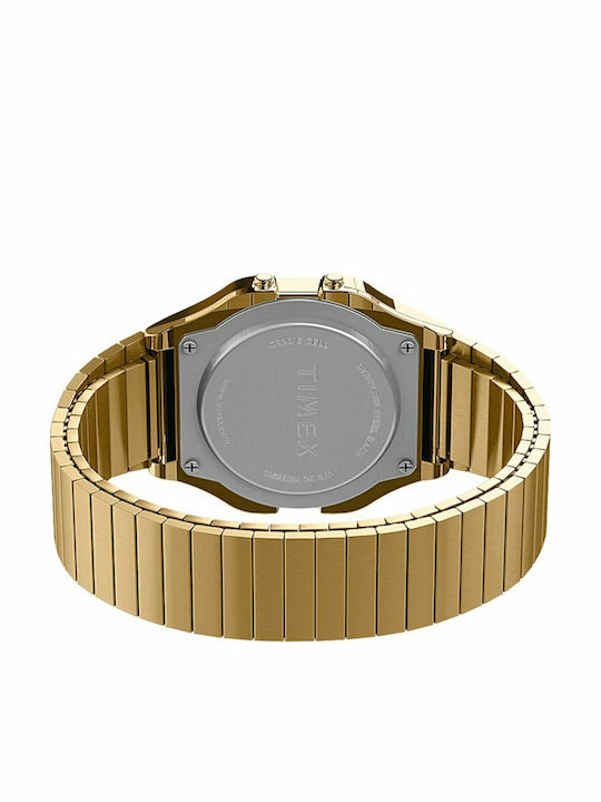 Timex T80 Digital Men's Watch 34mm Battery with Gold Metal Bracelet