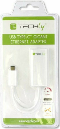 Techly IADAP USB31-ETGIGA Αντάπτορας Δικτύου USB-C με Ενσύρματη Σύνδεση Gigabit Ethernet