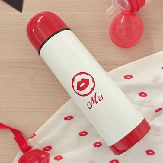 Kiokids Mrs Μπουκάλι Θερμός Ανοξείδωτο 500ml Λευκό με Καπάκι-Κύπελλο