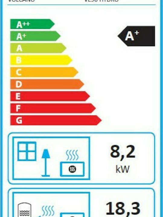 Volcano Hydrostar VE-90 Ενεργειακό Τζάκι Ξύλου Καλοριφέρ 26.5kW Ίσιο με Συρόμενη Πόρτα