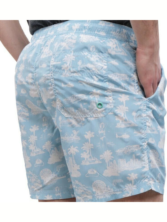 Men's Swimwear Shorts Light Blue with Patterns