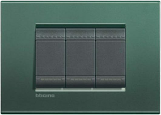 Legrand Bticino Living Light Schalterrahmen Horizontale Montage 3 Positionen in Grün Farbe LNA4803PK