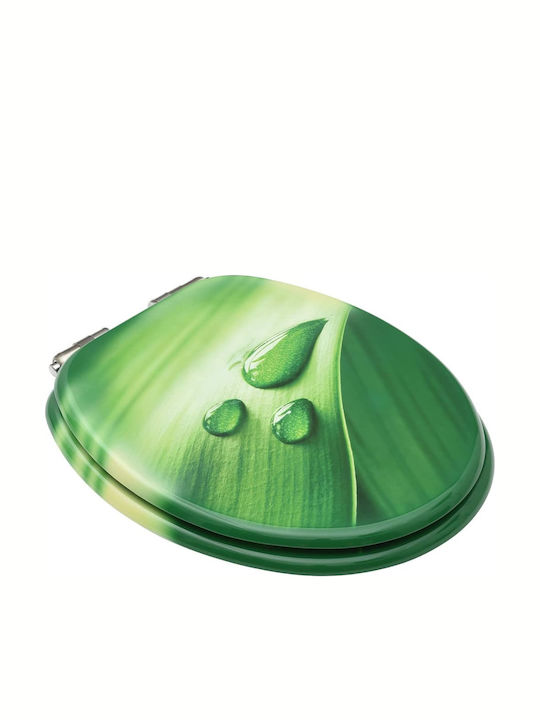 vidaXL Wooden Soft Close Toilet Seat Green Drops 42.5cm