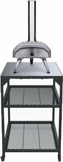 Rechteckig Beistelltisch Metall mit Rollen Silber B80xT60xH90cm