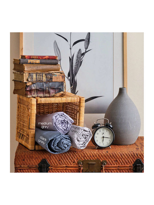 Cokitex Angel Σεντόνι Διπλό με Λάστιχο 150x200+25εκ. Medium Grey