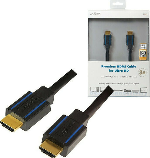 LogiLink Cable HDMI male - HDMI male 3m Μαύρο