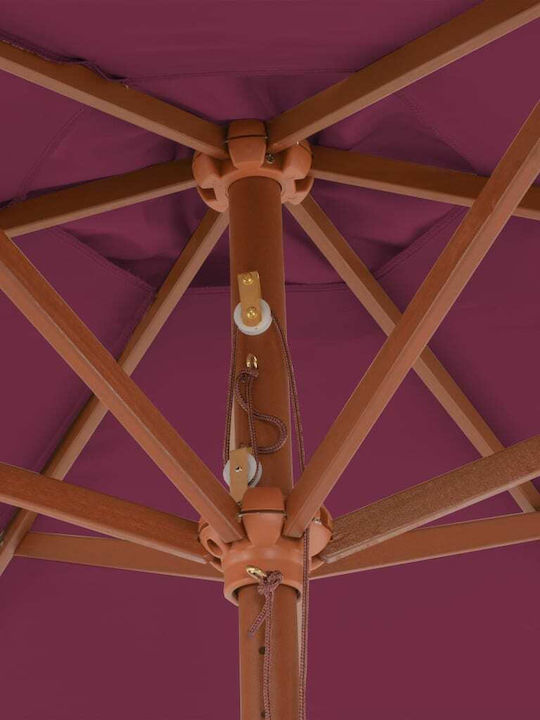 Round Wooden Burgundy Garden Umbrella Φ2.7m