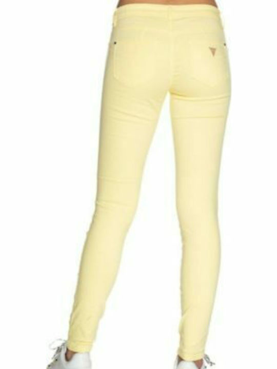 Guess Women's Cotton Trousers in Skinny Fit Yellow