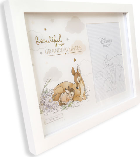 Disney Bambi το Ελαφάκι Beautiful New Granddaughter Παιδική Κορνίζα Ξύλινη Γκρι-Λευκό