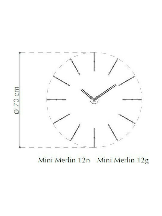 Nomon Mini Merlin N Ceas de Perete Autocolant Metalic