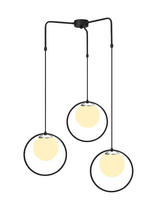 HomeMarkt Pendant Light Three-Light for Socket E27 Black