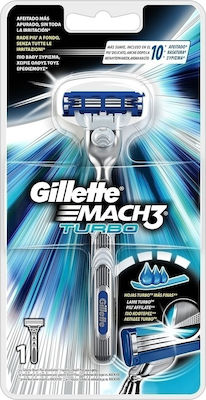 Gillette Mach 3 Turbo Razor cu Cap de schimb 3 lame și bandă lubrifiantă