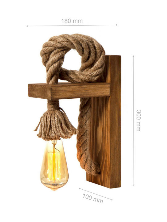 HomeMarkt Vintage Lamp Wall with Socket E27 Brown 18x18x10cm