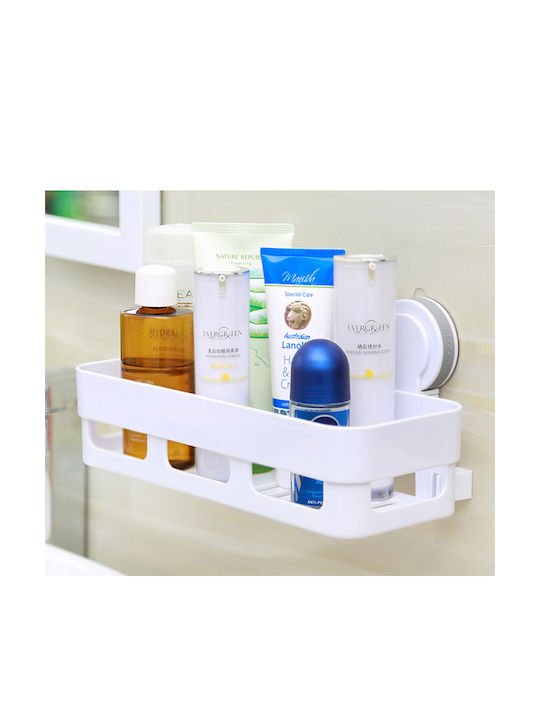 Ecoco Wall Mounted Bathroom Shelf Plastic with 1 Shelf and Suction Cups 30x12x7cm