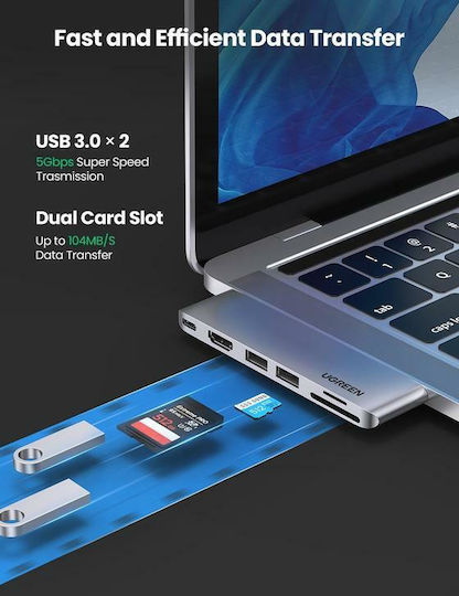 Ugreen CM380 Docking Station with Dual USB-C HDMI 4K PD Silver