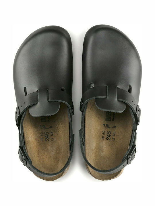 Birkenstock Tokio Super Grip Δερμάτινα Ανατομικά Σαμπό Μαύρα