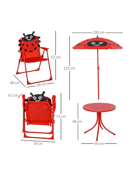 Πασχαλίτσα Kids Table and Chairs Set Red