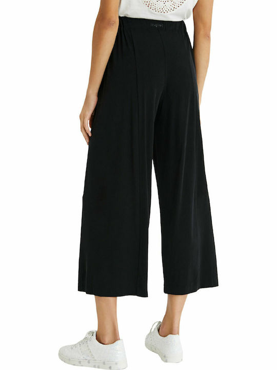 Women's High-waisted Fabric Trousers Black